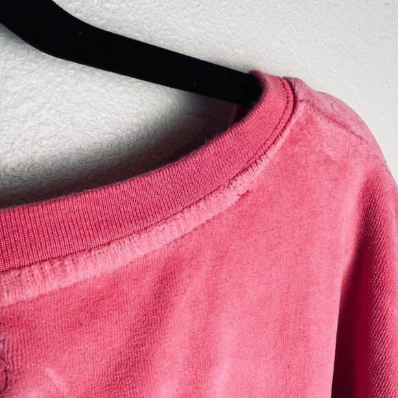 Aeropostale women’s pink velour sweatshirt M cropped oversized soft Barbie y2k - Picture 3 of 4